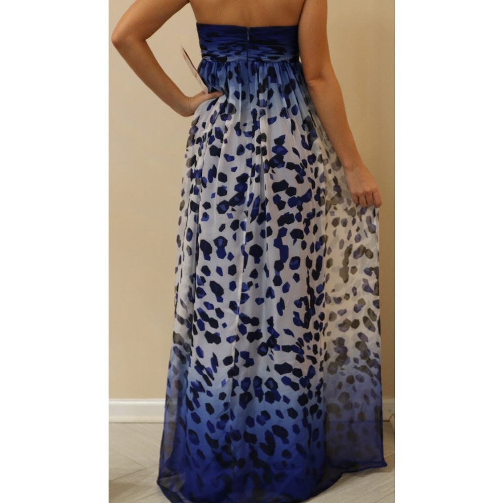 New Morgan & Co. Strapless Blue & White dress - Picture 3 of 4